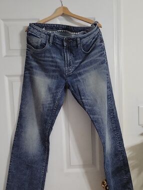 Buffalo David Bitton Men's Distressed Blue Straight Jeans